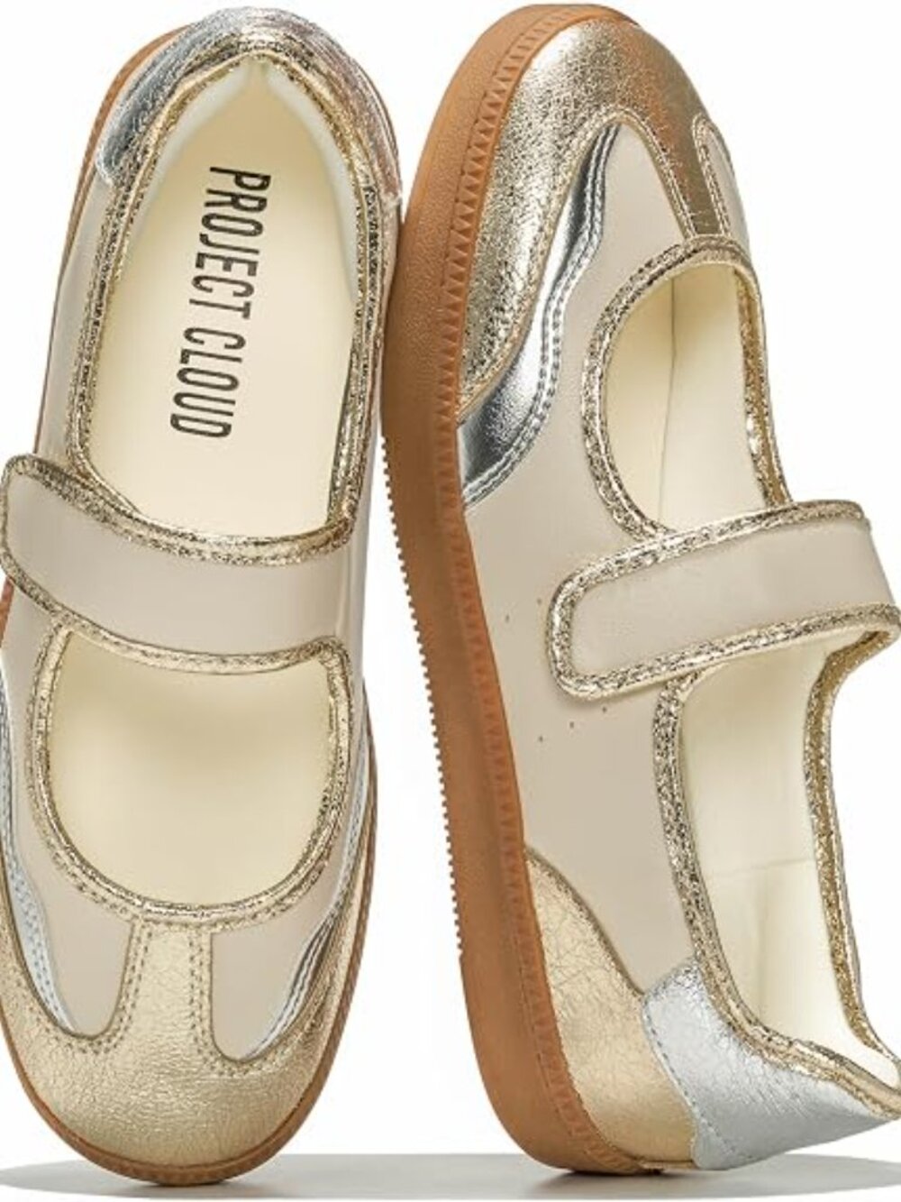 Women's Light Gold Comfortable Trendy With Memory Foam Insole Fashion Sneakers